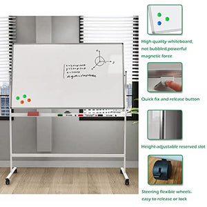 60”x36” Dry Erase Board with Stand,Double-Sided Magnetic Rolling Whiteboard with Bottom Holder,Premium Mobile Whiteboard with Black Aluminum Alloy Frame,Great Partner for Showing Your Ideas