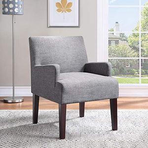 Work Smart Main Street Upholstered Guest Chair with Espresso Finish Accents, Cement Grey Fabric