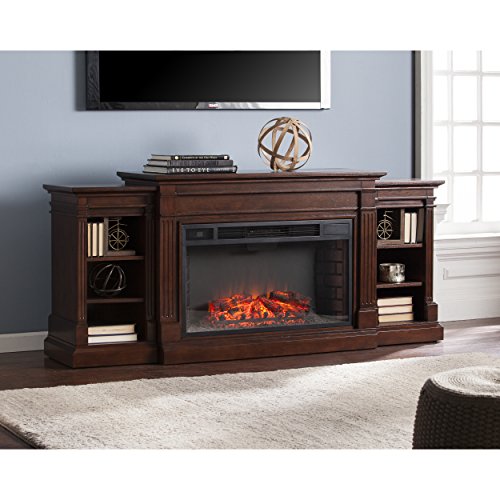 Southern Enterprises Rider Widescreen Electric Fireplace with Bookcase, Espresso Finish