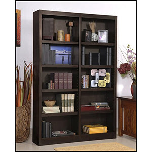Wooden Bookshelves Double Wide 72" Bookcase Library Shelving 10 Shelves (Espresso)