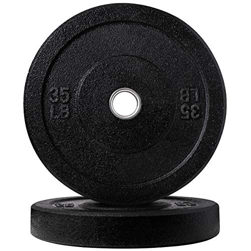 Zion Fitness Magma 2 Inch 35 Lb Crumb Bumper Plates Set Olympic Weight Plates Rubber Bumper Weight Plate Pair, Stainless Steel Inserts Strength Training Plates Weight Lifting Plates