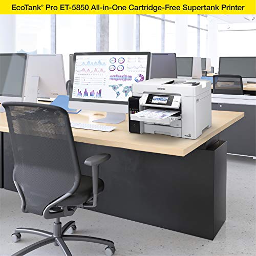 Epson EcoTank Pro ET-5850 Wireless Color All-in-One Supertank Printer with Scanner, Copier, Fax and Ethernet