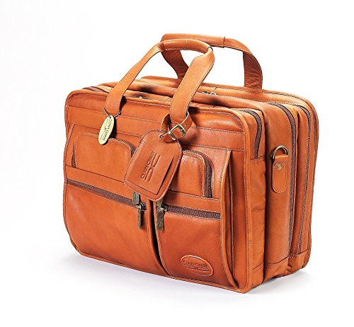 Claire Chase Jumbo Executive Laptop Leather Briefcase, Computer Bag in Saddle