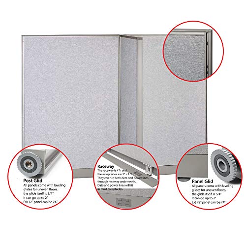 GOF Freestanding X-Shaped Office Partition - Large Fabric Room Divider Panel - 120"D x 180"W x 48"H