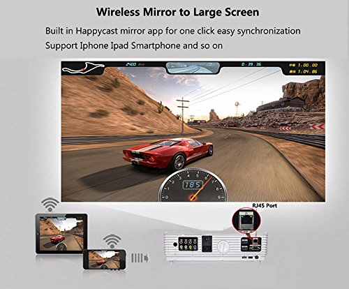 Gzunelic 4200 lumens Android WiFi 1080p Video Projector LCD LED Full HD Theater Bluetooth Proyector Wireless Mirror to Smart Phones by Airplay or Miracast 2 HDMI 2USB Ethernet Ports Ideal for Home