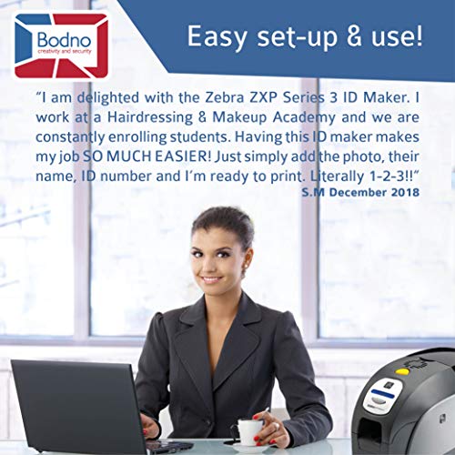 Zebra ZXP Series 3 Dual Sided ID Card Printer & Complete Supplies Package with Bodno Gold Edition ID Software 2