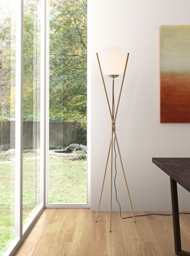 Zuo 56052 Antwerp Floor Lamp, White & Brushed Brass