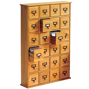 Multimedia Storage Cabinet Library Card Catalog Sewing Apothecary Craft Organizer Wood (Oak)