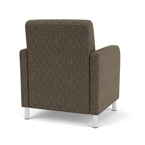 Lesro Siena Fabric Lounge Reception Guest Chair in Brown/Brushed Steel