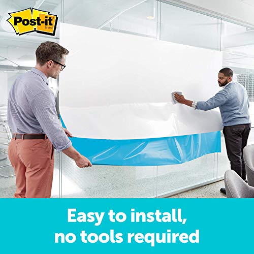 Post-it Dry Erase Whiteboard Film Surface for Walls, Doors, Tables, Chalkboards, Whiteboards, and More, Removable, Stain-Proof, Easy Installation, 25' x 4', White (DEF25X4)