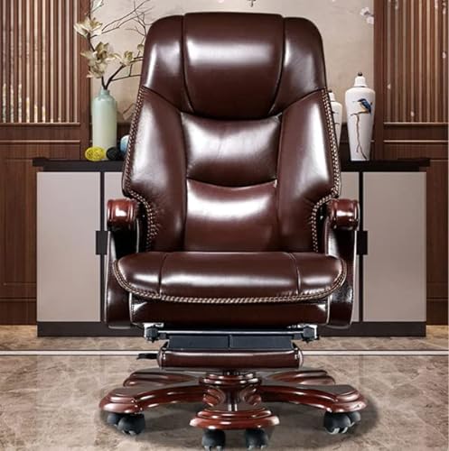 Kinnls Genuine Leather Executive Massage Office Chair with Foot Rest