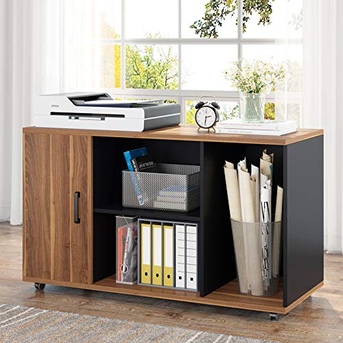 LITTLE TREE L-Shaped Computer Desk, 55" Executive Desk Business Furniture with 39” File Cabinet Storage Mobile Printer Filing Stand for Home Office Desk Walnut