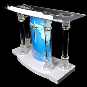 WAGLOS Acrylic Podium Stand with Crystal Pillars - 1.5m Long