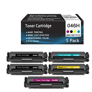 Compatible Toner Cartridge Replacement for Canon 046H (High Yield,2BK+1M+1Y+1C,5 Pack) for use with Image Class MF735Cdw MF733Cdw MF731Cdw Printers.