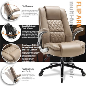EZAKI High Back Office Chair with Flip-up Arms and Lumbar Support