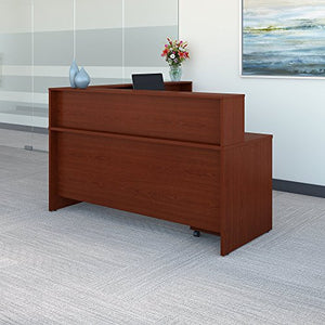 Bush Business Furniture Series C L Shaped Reception Desk with Mobile File Cabinet in Mahogany