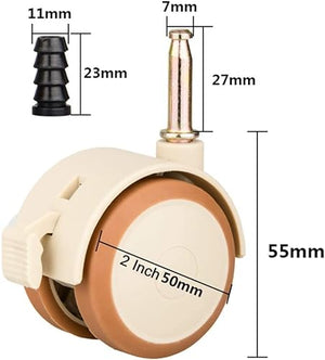 IkiCk 50mm Bed Swivel Castors Wheel with Brake (4pcs) - Furniture Replacement Caster Wheels