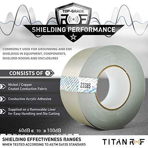 TitanRF Faraday Tape - High-Shielding Conductive Adhesive Tape // Used to Connect TitanRF Fabric Sheets or Seal RF Enclosures (2.5 inch W x 164 feet L)
