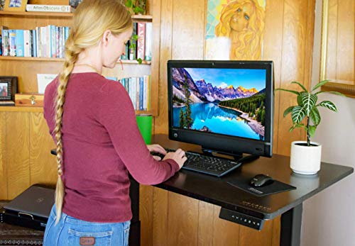 Rise UP Dual Motor Electric Standing Desk 60x30 Black Desktop Premium Ergonomic Adjustable Height sit Stand up Home Office Computer Desk Table Motorized Powered Modern Furniture Small Standup Table