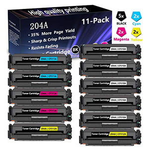 11 Pack (5BK+2C+2M+2Y) 204A|CF510A CF511A CF512A CF513A Toner Cartridge Replacement for HP Color Pro M154a, M154nw, MFP M180n, MFP M181fw, MFP M181fdw, MFP M180nw Printer,Sold by AlToner