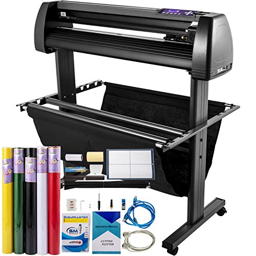 VEVOR Vinyl Cutter Machine 870mm Vinyl Printer, 34 inch Plotter Printer U-Disk Offline with Accessories & Floor Stand Vinyl Cutting Machine Adjustable Force and Speed for Sign Making Plotter Cutter