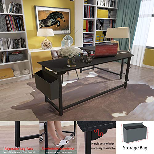 SZXKT L Shaped Desk Home Office Corner Desk 67" Computer Table Sturdy Gaming Desk Wooden Table Workstation Reversible Modern Simple Multi-Usage Desk with Storage Bag Space-Saving Writing Desk（Black）