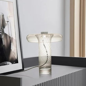 ZABEES LED Decorative Desk Lamp Twisted Glass Art - Modern Office & Bedroom Lighting