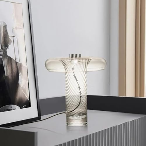 ZABEES LED Decorative Desk Lamp Twisted Glass Art - Modern Office & Bedroom Lighting