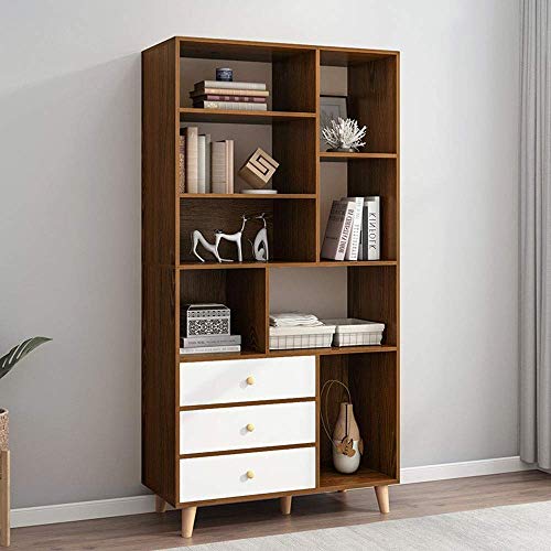 5 Tier Vintage Bookcase Display Rack with 3 Drawers - Black (175X80X30Cm)