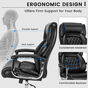 Giantex Big and Tall Office Chair 500 LBS, High Back Executive Desk Chair, Adjustable Swivel, PU Leather, Extra Wide Seat, Black