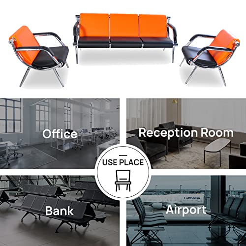 Bestmart INC 3PCS Office Reception Chair Set PU Leather, Orange