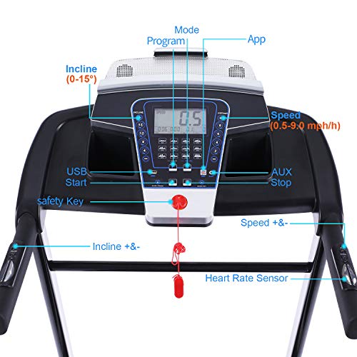 ANCHEER Treadmill with Auto Incline, 3.25HP, 300 lbs Weight Capacity, 47" x 17" Wide, Electric Folding Automatic Incline Treadmills for Home Walking Running