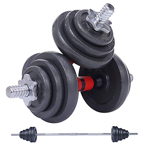 Nice C Adjustable Dumbbell Set, 22/33/44/66/105 Lbs Metal Barbell 2 in 1 Weight Pair, Anti-Slip Handle, All-Purpose, Home, Gym, Office, Fitness (Barbell 105LB or 48.5LB Dumbbell Pair)