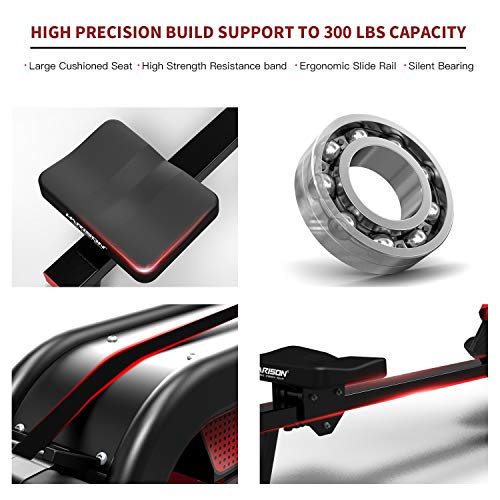 HARISON Water Rowing Machines for Home Use with APP Foldable Rower Exercise Equipment 300 LBS Capacity with LCD Display and iPad Phone Mount