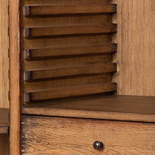 Phat Tommy Large Wooden Bookcase with Adjustable Shelves & Drawers - Tall, Rustic Wood Cabinet