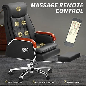 Kinnls Genuine Leather Massage Chair with Footrest and Headrest