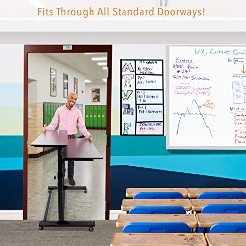 Stand Steady Tranzendesk Two Level Mobile Workstation | Height Adjustable Standing Desk w/Locking Wheels | Multipurpose Stand Up Desk Great for Schools, Presentations, Offices & More! (Black/40 x 28)