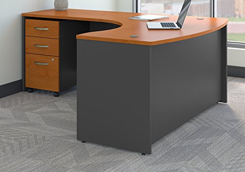 Bush Business Furniture Series C Left Handed L Shaped Desk with Mobile File Cabinet in Natural Cherry