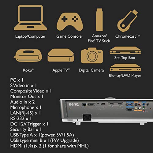 BenQ MH760 1080P Business Projector | 5000 Lumens for Lights on Presentations | LAN Control for Network Infrastructure | Keystone for Flexible Setup