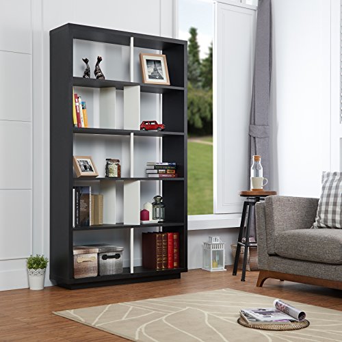 ioHOMES Davies Modern Bookcase/Display Shelf, Black/White