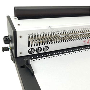 Rayson TD-1500B34R Binding Machine, Round Size Holes, 3:1 Pitch Wire-O Binder Punch 15 Sheets/Bind 130 Sheets with Sturdy Metal Construction
