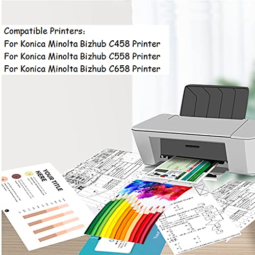 UKKU Compatible Toner Cartridge Replacement for Konica Minolta TN514 for Konica Minolta Bizhub C458 C558 C658 Printer Black Yellow Cyan Magenta Printer Accessories Set