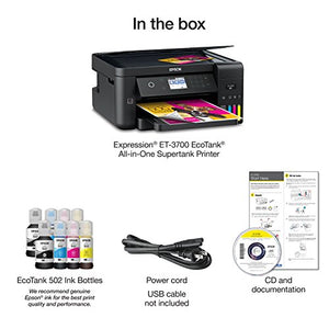 Epson Expression ET-3700 EcoTank Wireless Color All-in-One Supertank Printer with Scanner, Copier and Ethernet