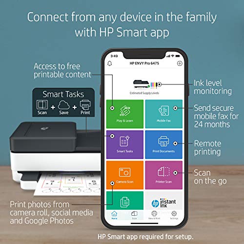 HP 8QQ86A#B1H Envy Pro 6475 All-in-One Printer, Includes 2 Years of Ink Delivered