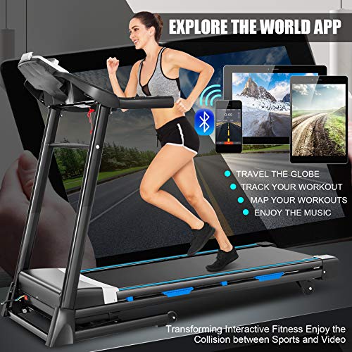 ANCHEER APP Control Folding Treadmill T950, 3.25HP Automatic Incline Treadmill, Walking Running Jogging Running Machine for Home Gym Cardio Exercise