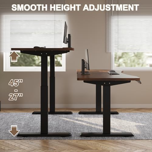 Sileye Electric Sit Stand Up Table, Height Adjustable, 63x30, Rustic Brown