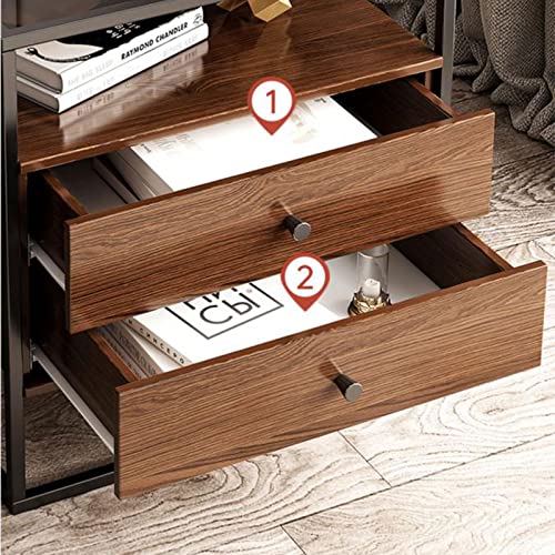 BinOxy Coffee Table with Tempered Glass Top, Metal Frame, Storage Cabinet, and Drawers for Living Room and Bedroom