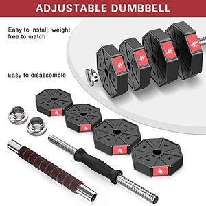 LEADNOVO Adjustable Weights Dumbbells Set, 44Lbs 66Lbs 88Lbs 3 in 1 Adjustable Weights Dumbbells Barbell Set, Home Fitness Weight Set Gym Workout Exercise Training with Connecting Rod for Men Women