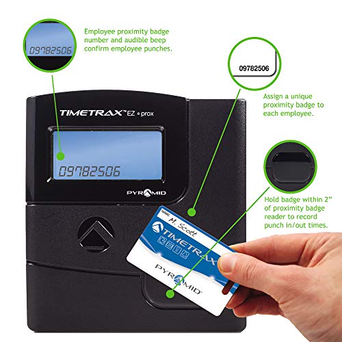 Pyramid TimeTrax TTEZ Prox (PPDLAUBKN) Automated Proximity Time Clock System with Software - Made in USA