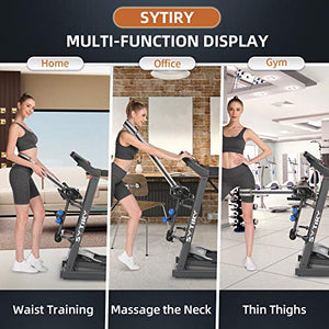 SYTIRY Treadmill,3.25Hp Home Folding Treadmill, Treadmill with Multifunctional Massage Head, Aerobic Fitness Trainer for Waist, Legs and Neck, Running Machine Suitable for Home/Office